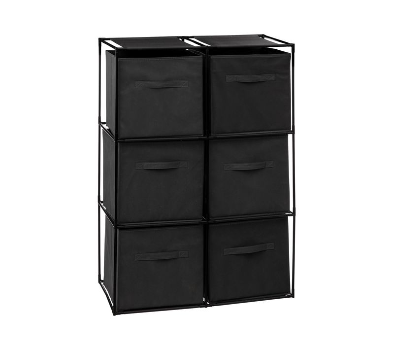 Meuble Etagère 6 Cases Avec 6 Boîtes De Rangement H 98 Cm