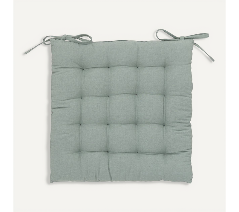 Galette De Chaise "anjali" En Coton 38x38cm Vert Céladon