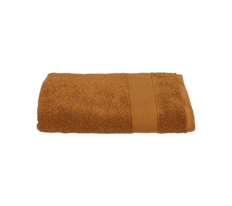 Drap De Bain En Coton Marron Cannelle Tissu Éponge 70 X 130 Cm