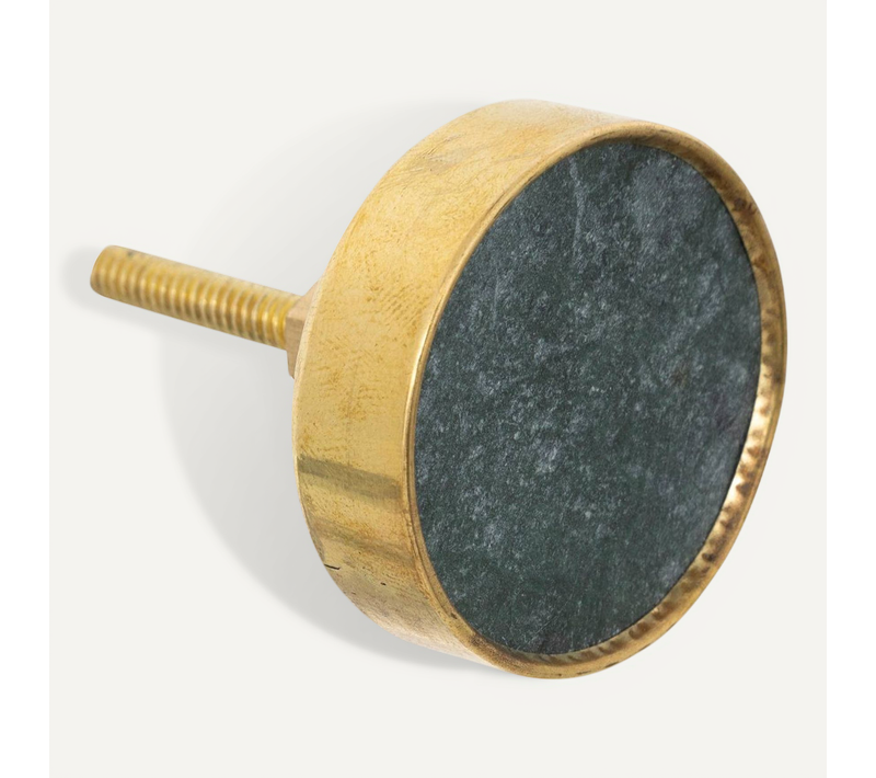 Boutons De Meuble X2 "lena" En Marbre et Laiton D3,8cm Noir