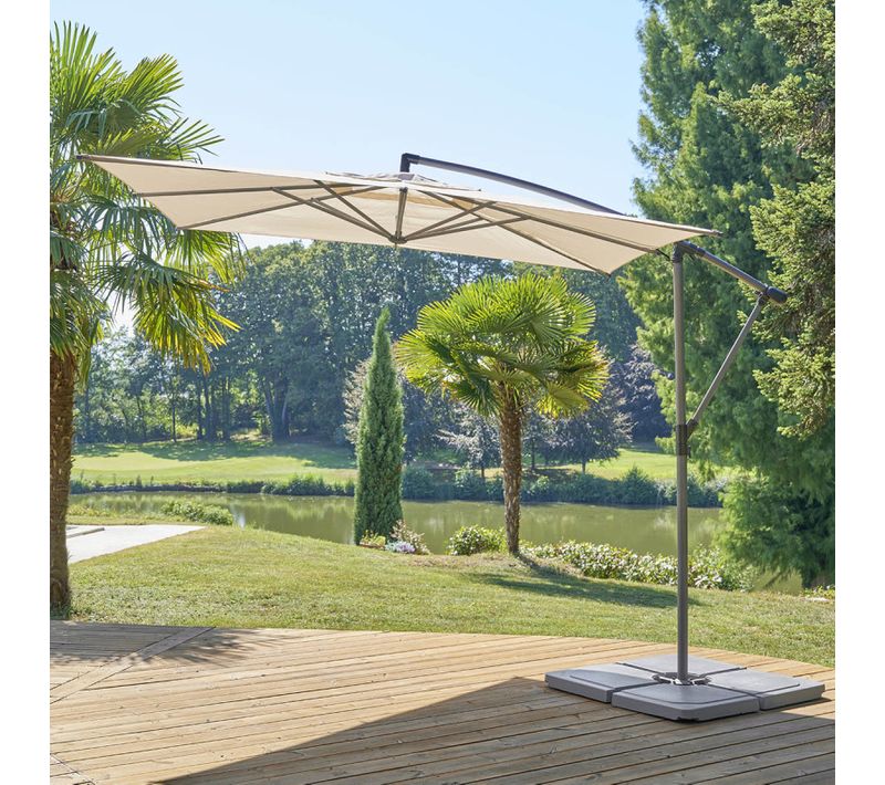 Parasol Décentré Carré Manoa Blé Hespéride