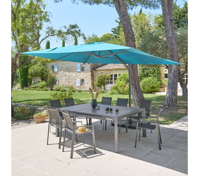 Parasol Décentré Melhia 4x3 M Oléfine Bleu Canard Hespéride