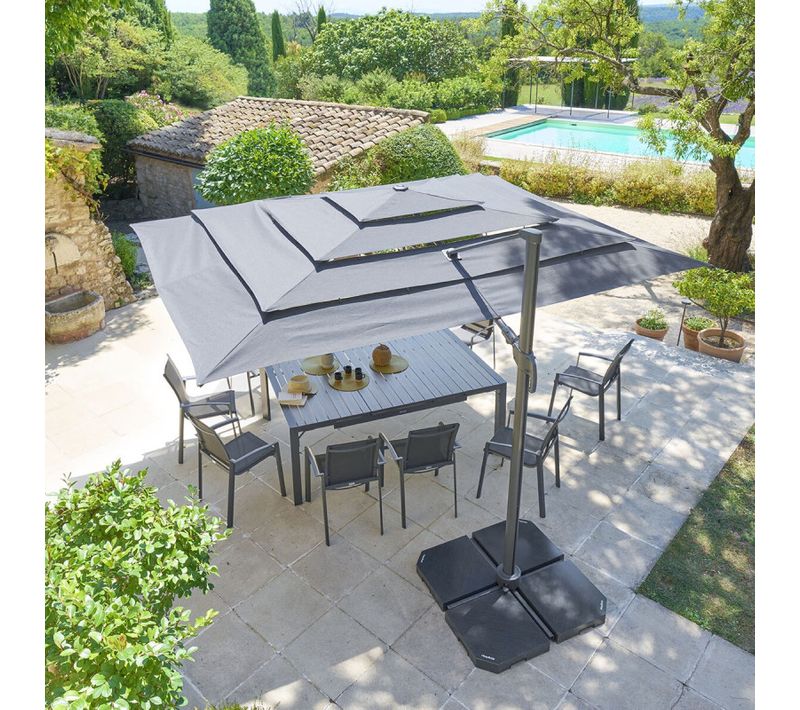 Parasol 4x3 M Melhia Multi Toiles Oléfine Anthracite Hespéride