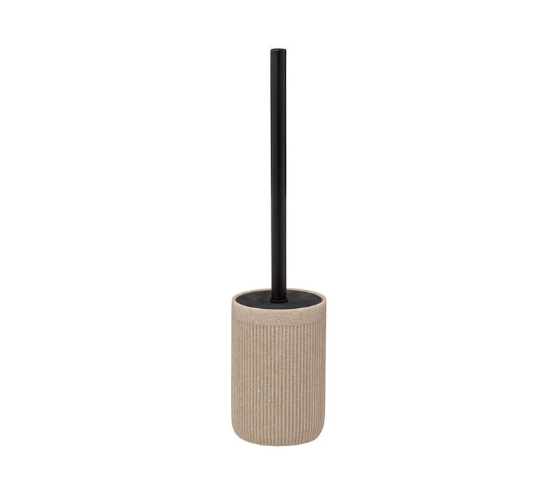 Brosse Wc Avec Support En Résine Striée Beige Lin