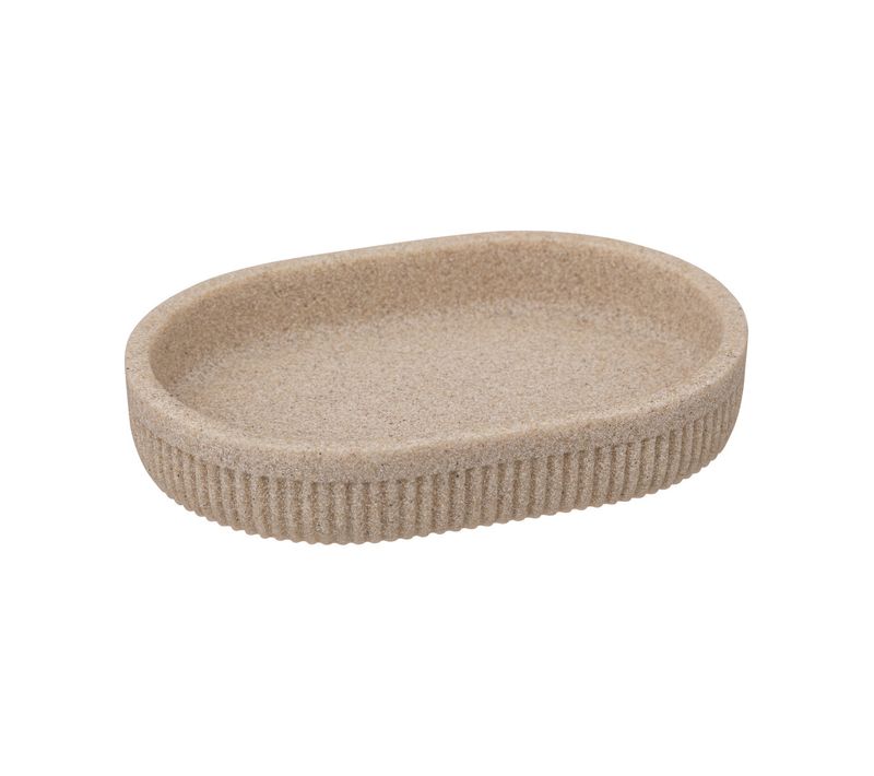 Porte-savon En Résine Striée Beige Lin