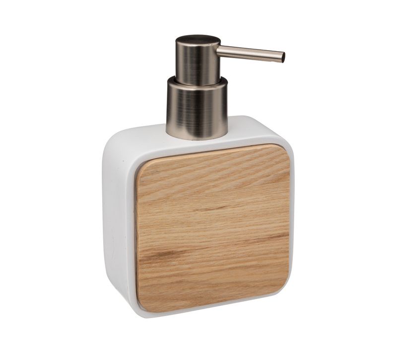 Distributeur De Savon Blanc Et Bois 300 Ml