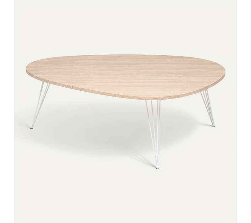 Table Basse En Bois Et Pieds En Métal Blanc 112 X 80 X H 40 Cm