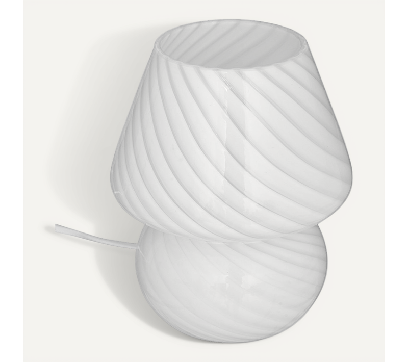 Lampe Champignon Cara 18 Cm Verre Blanc - Blanc