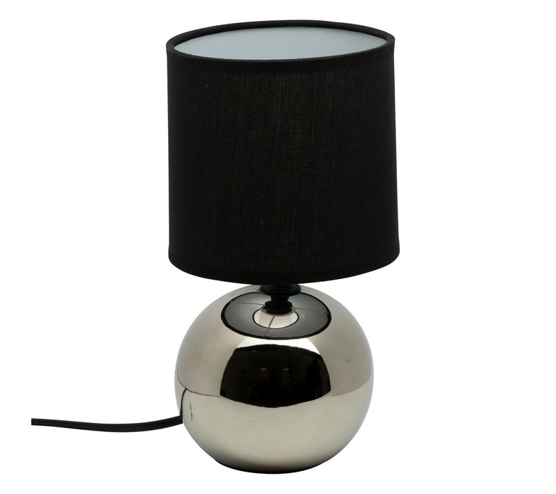 Lampe En Céramique Pied Boule Argent et Abat-jour Noir
