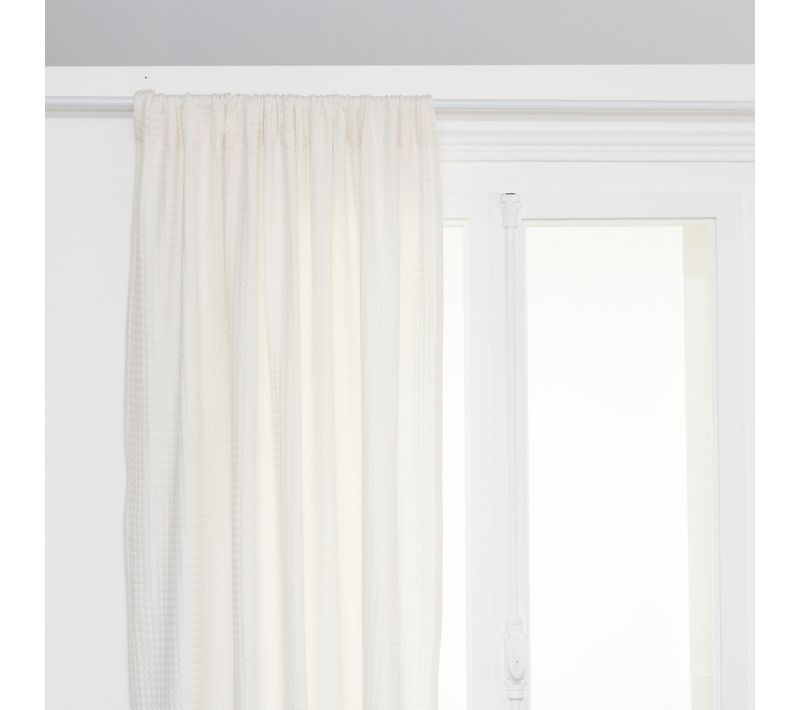 Rideau En Coton Nid D'abeille Blanc Ivoire 130 X 260 Cm
