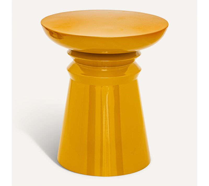Table à Café Table D'appoint Totem En Métal Jaune Moutarde D 38 Cm