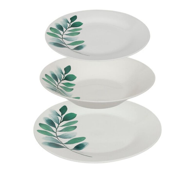 Service De Table 18 Pièces "végétal" 26cm Blanc