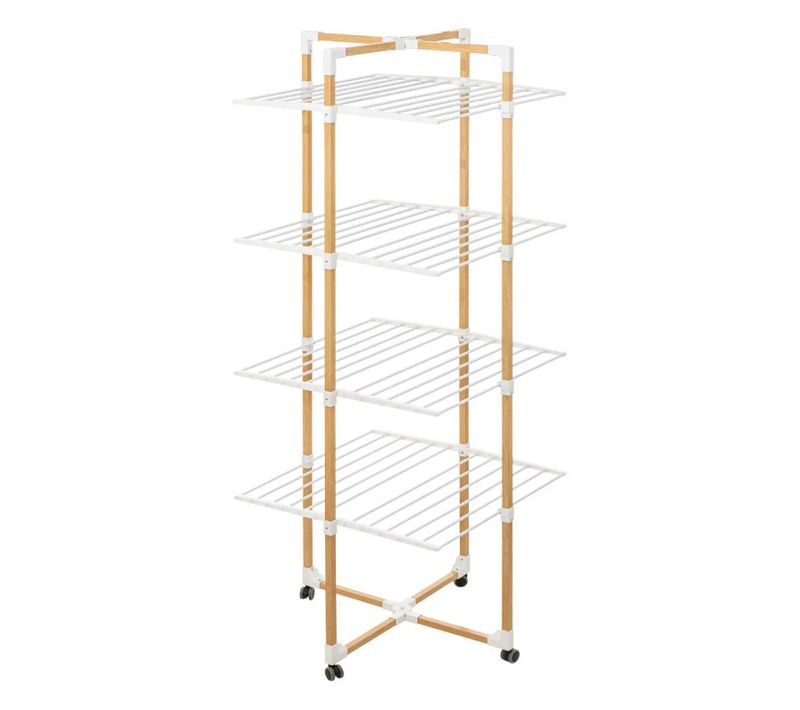 Etendoir 40m Bara Effet Bois 4 Roues 5five