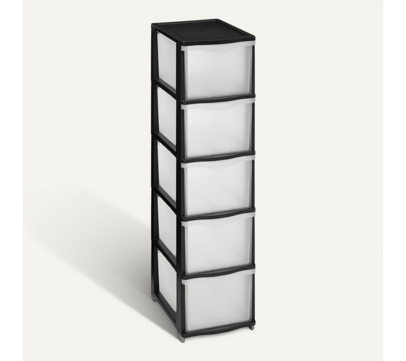 Tour De Rangement 5 Tiroirs 4 Pieds Amovibles Dont 2 Avec Roues H 102.4 Cm