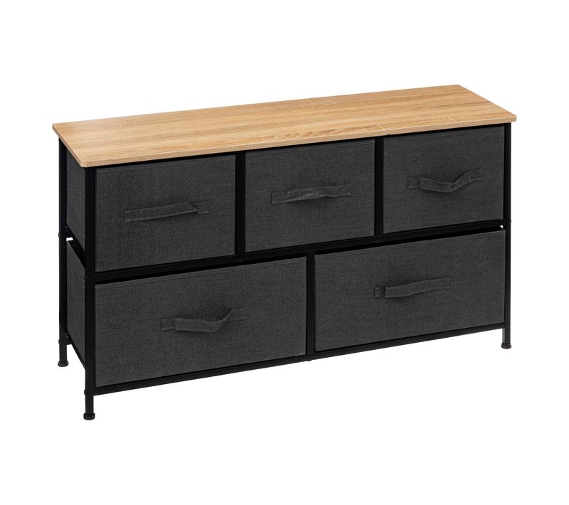 Commode Basse 5 Tiroirs Tissa Gris Foncé 5five