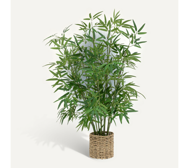 Plante Artificielle Bambou Dans Un Pot En Fibres Naturelles D 45 X H 100 Cm