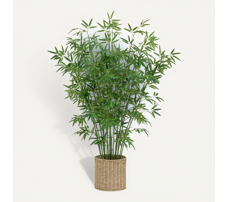 Plante Artificielle Bambou Dans Un Pot En Fibres Naturelles D 90 X H 150 Cm