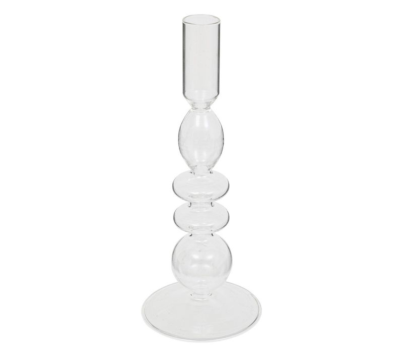 Bougeoir Chandelier En Verre Transparent D 9 X H 22 Cm