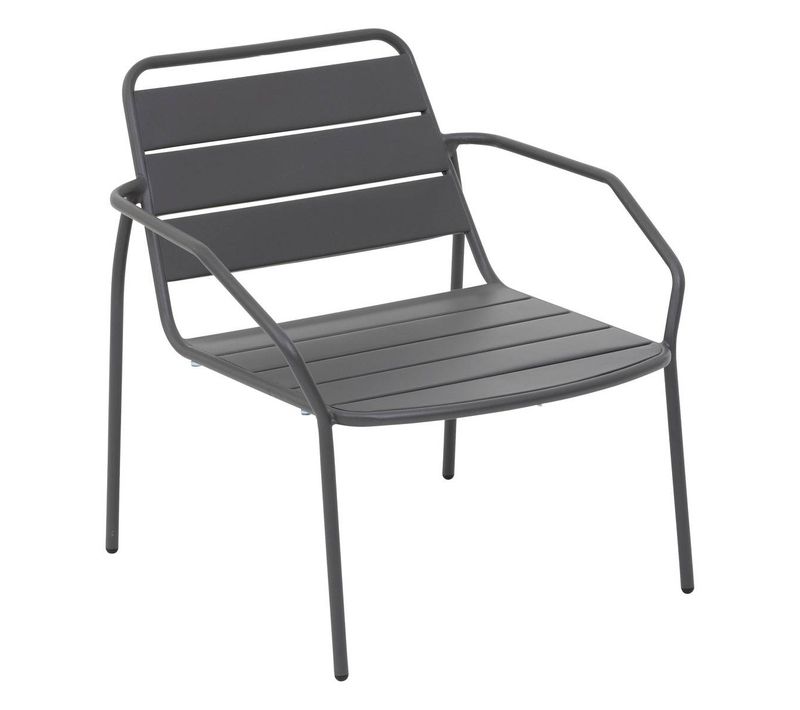 Fauteuil De Salon De Jardin "phuket" Graphite En Acier Traité En Epoxy