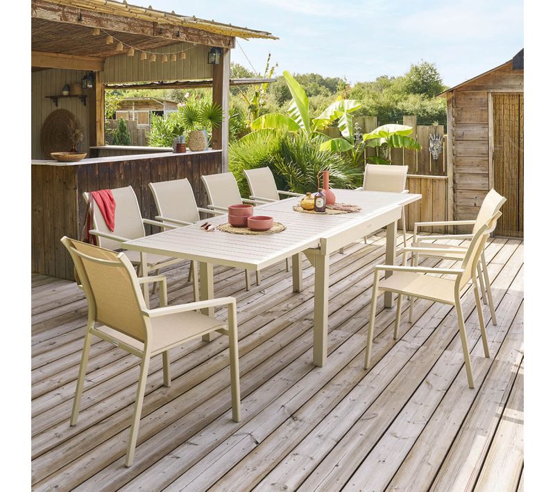 Table Rectangulaire Extensible Piazza 10 P. Argile Hespéride