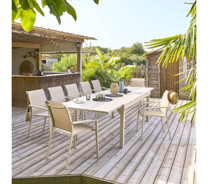 Table Rectangulaire Extensible Piazza 12 P. Argile Hespéride