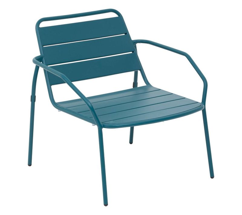 Fauteuil De Salon De Jardin "phuket" Bleu Canard En Acier Traité En Epoxy