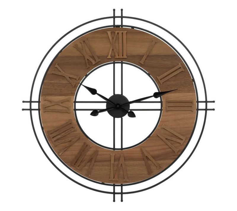 Horloge D65 Métal Et Bois Dorian Atmosphera