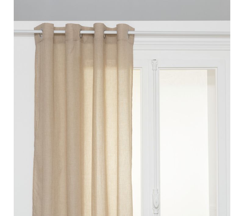 Voilage à Oeillets En Polyester Et Coton Beige Lin 135 X 240 Cm