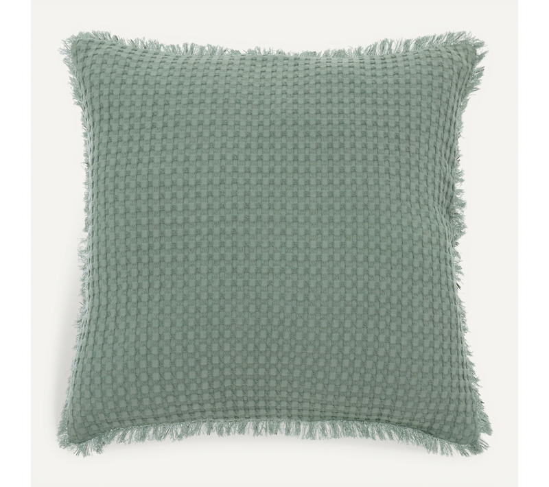 Coussin Décoratif Vert Céladon Nid D'abeille 45 X 45 Cm