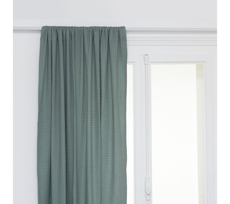 Rideau En Coton Nid D'abeille Vert Céladon 130 X 260 Cm
