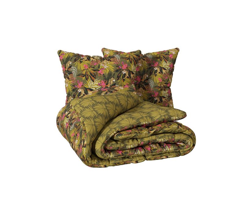 Parure De Lit 2 Personnes 240 X 220 Cm Housse De Couette Avec 2 Taies En Coton Imprimé Boudoir