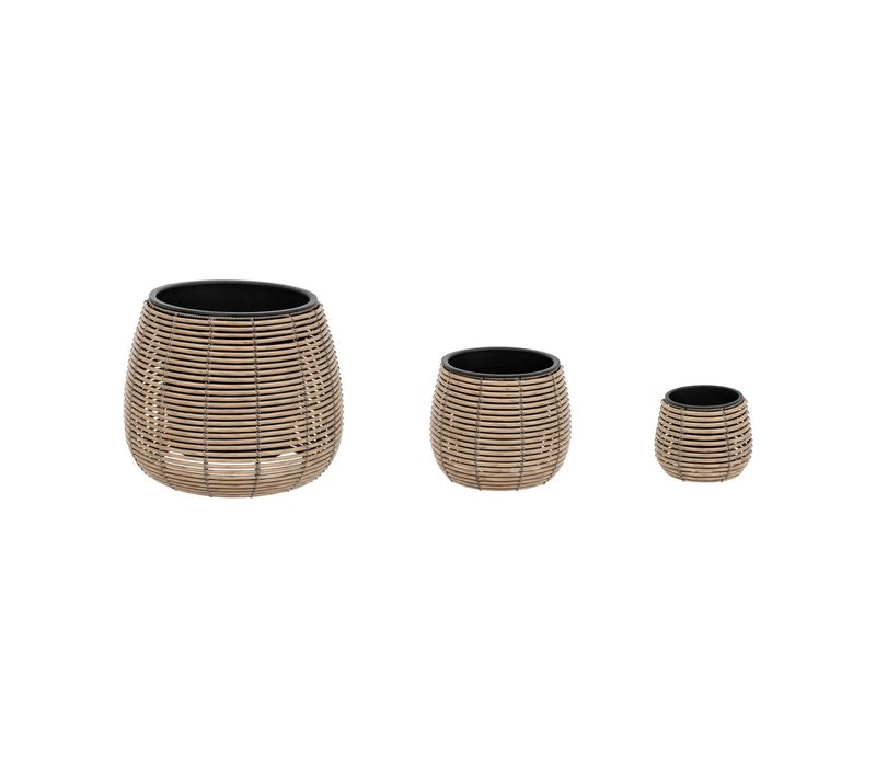 Lot De 3 Cache-pots Aspect Rotin D 20 D 29 Et D 45 Cm