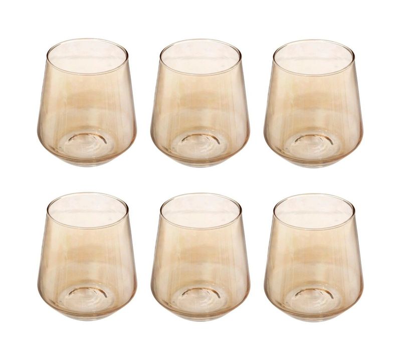 Lot De 6 Verres à Eau "olga" 45cl Ambre