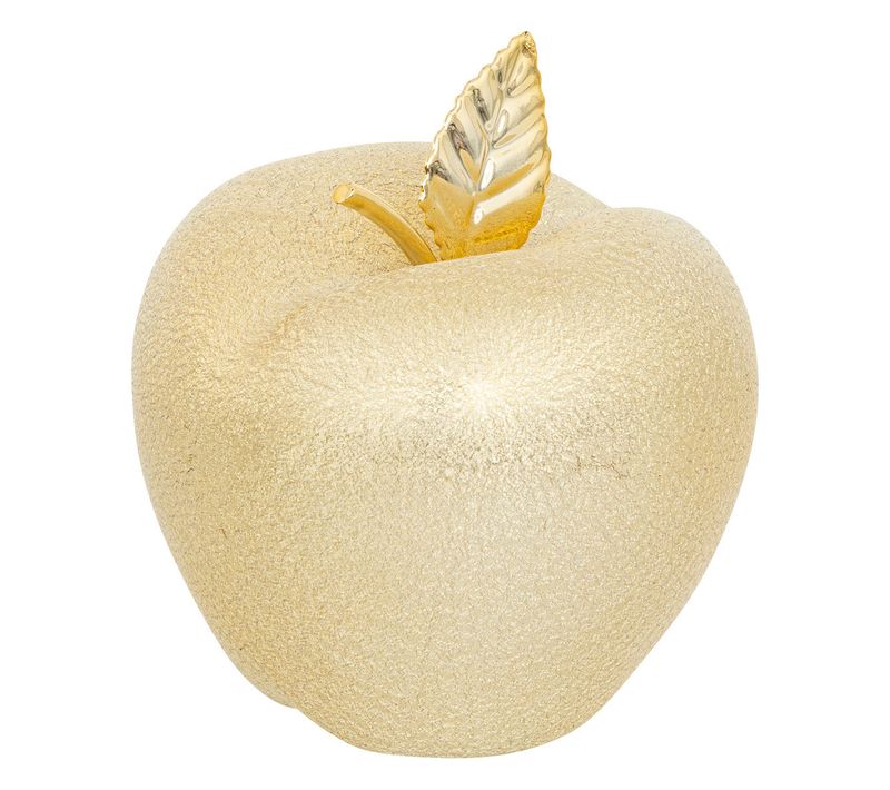 Déco De Noël Pomme En Céramique Or Pailleté D 13 X H 15 Cm