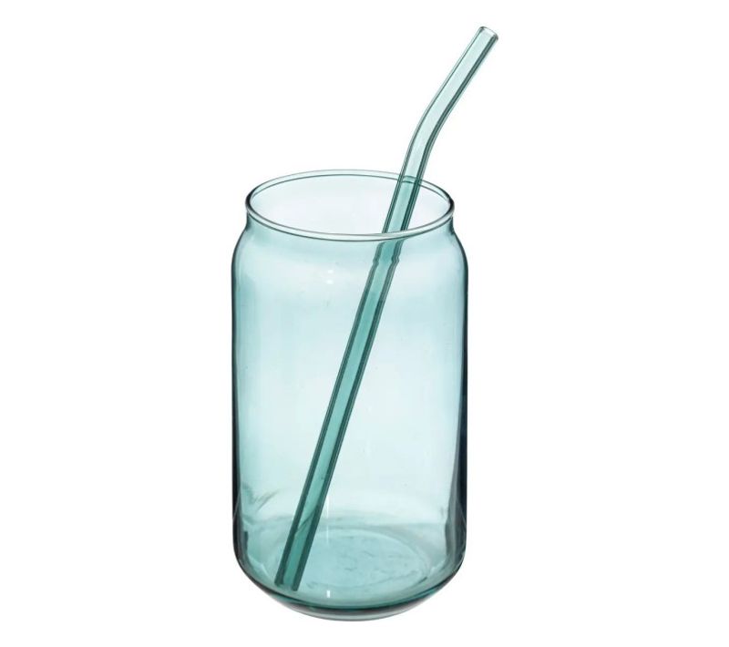 Verre Cannette Avec Paille "be Vintage" 52cl Bleu