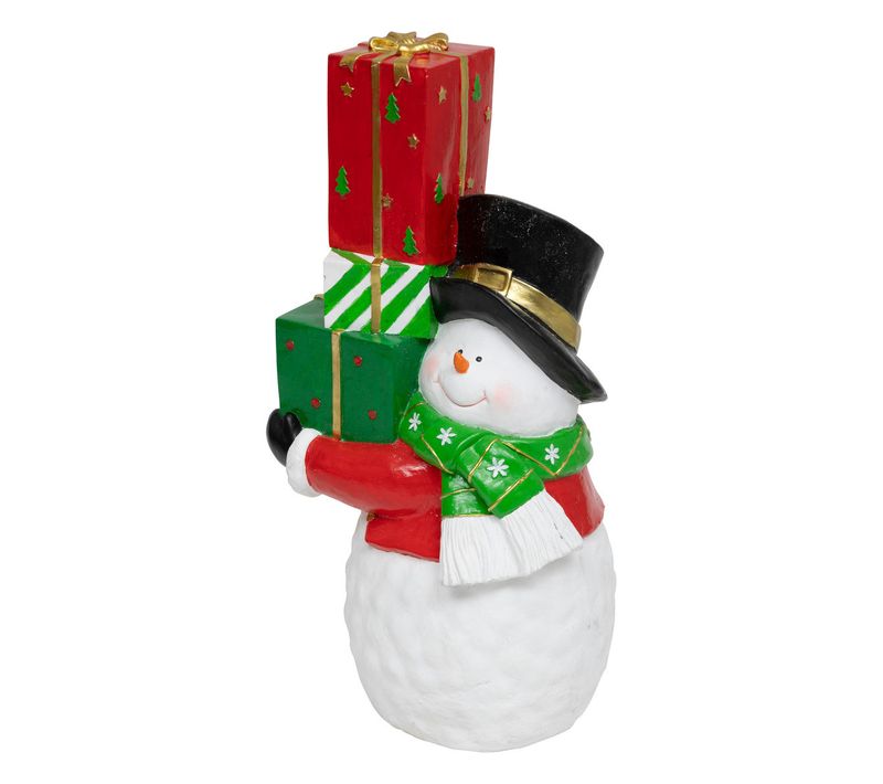 Déco De Noël Grand Bonhomme De Neige Avec Paquets Cadeaux H 76 Cm