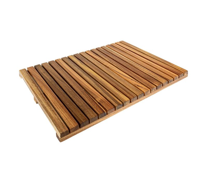 Tapis De Bain Caillebotis "blackacia" 53x36cm En Acacia