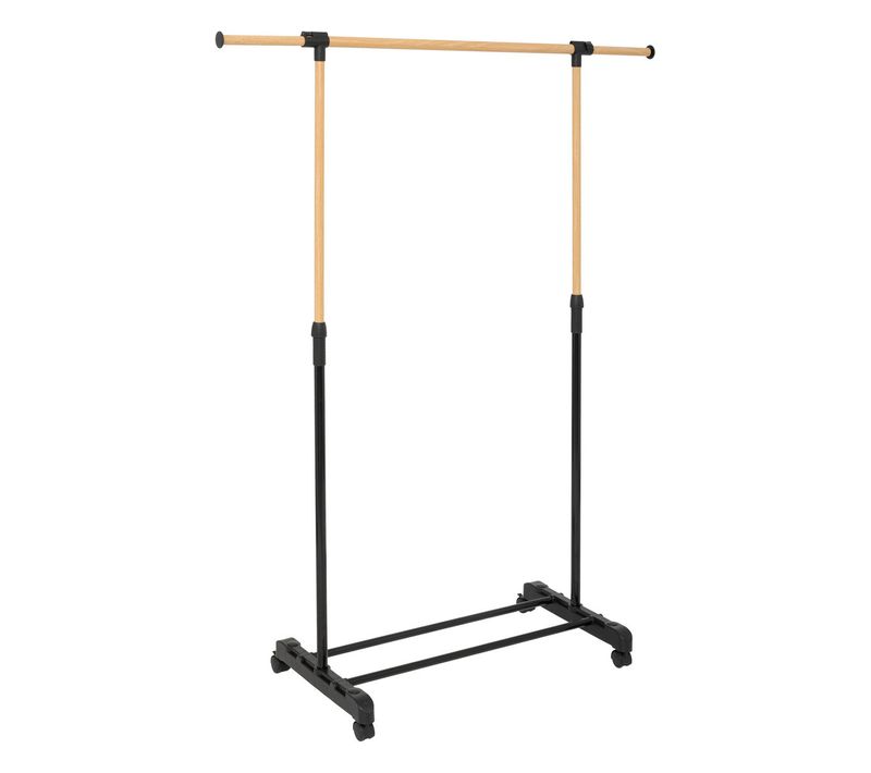 Portant à Vêtements En Métal Effet Bois Extensible Hauteur Et Largeur H 160 Cm