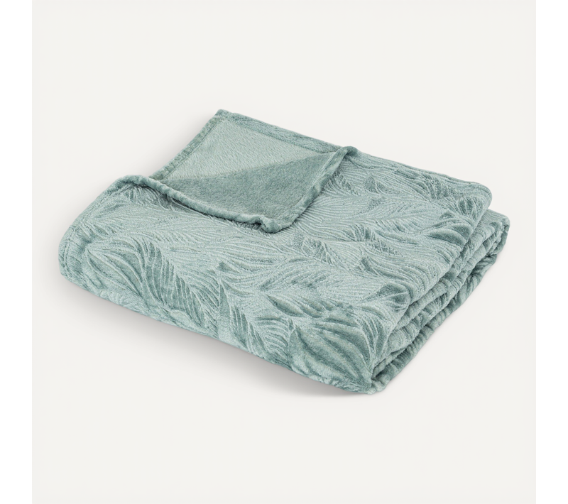 Plaid Flanelle Bleu Givré Motif En Relief 180 X 230 Cm