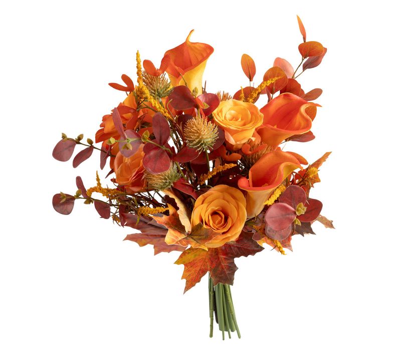 Bouquet D'automne Artificiel Mix De Fleurs Et Feuilles H 55 Cm