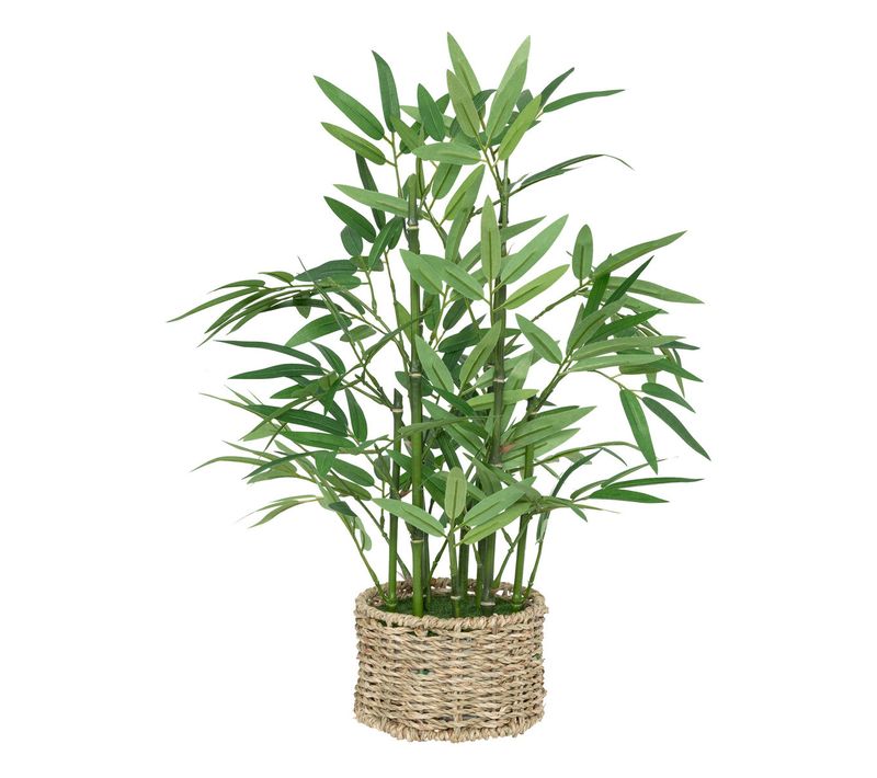 Plante Artificielle Bambou Dans Un Pot En Fibres Naturelles D 32 X H 46 Cm
