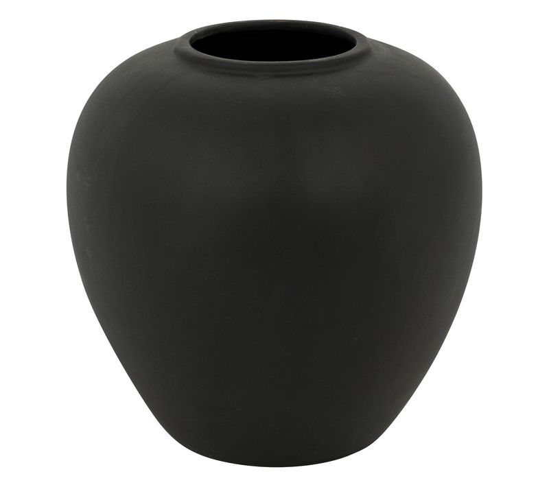 Vase Boule En Céramique Mat Noir H 22 Cm