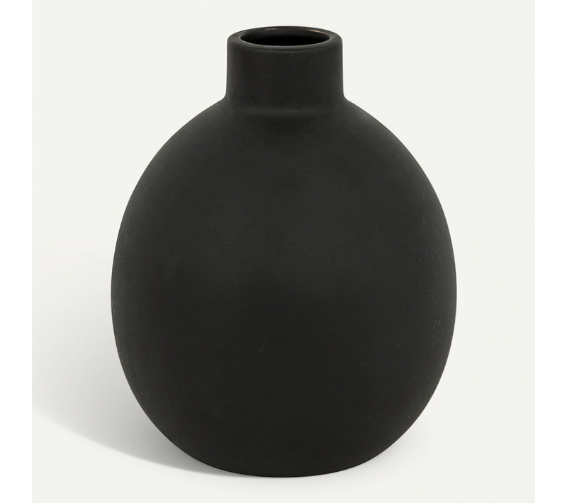 Vase En Céramique Mat Noir H 18 Cm