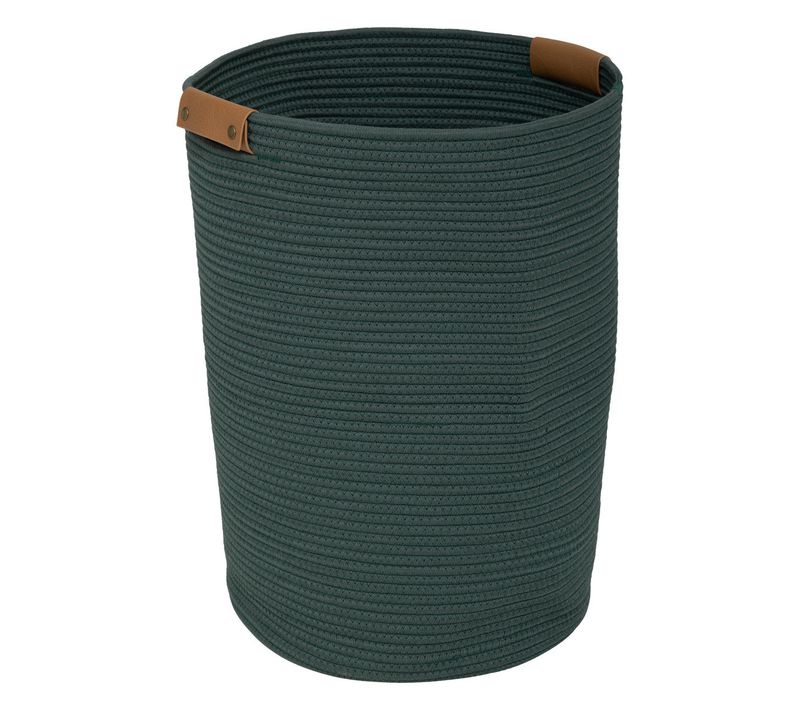 Panier à Linge Vert Ficus 80l En Polyester Et Coton H 56 Cm