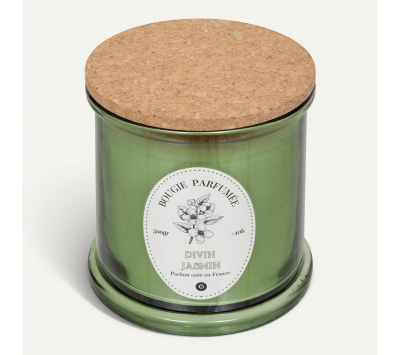 Bougie Parfumée Hapo 500g Pot En Verre Avec Couvercle Jasmin