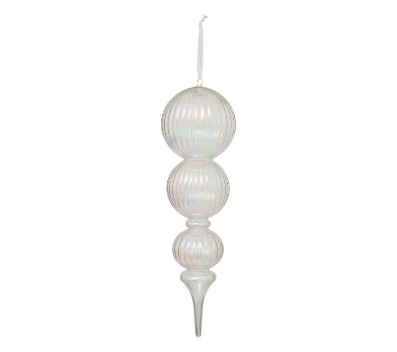 Suspension De Noël 3 Boules Liées Transparentes Avec Reflets Irisés H 35 Cm