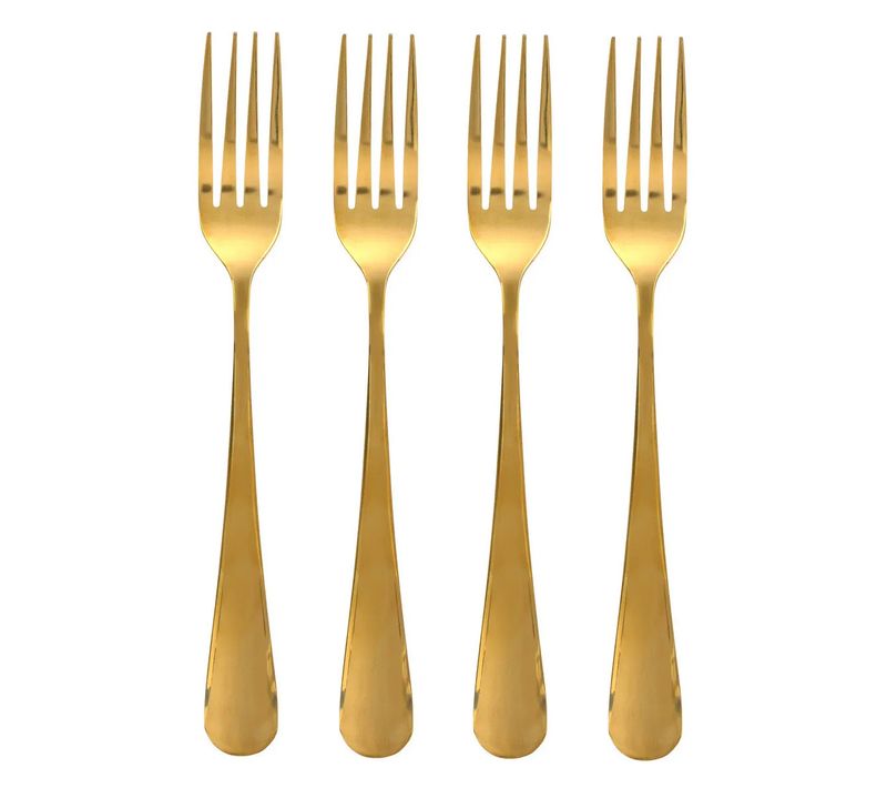 Lot De 4 Fourchettes En Inox "gold" 20cm Doré