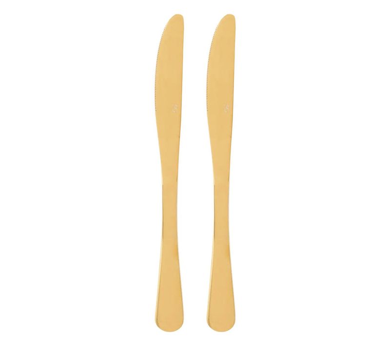 Lot De 2 Couteaux En Inox "gold" 22cm Or