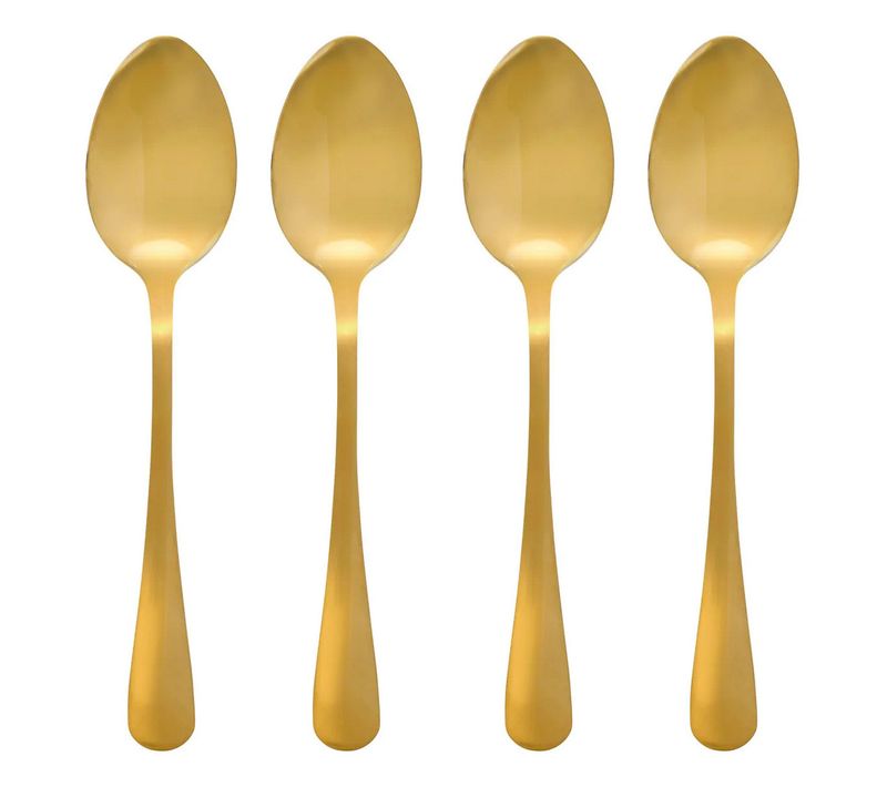 Lot De 4 Cuillères à Soupe En Inox "gold" 20cm Doré