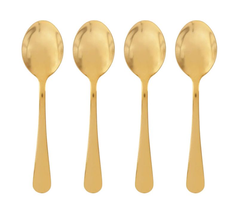 Lot De 4 Cuillères à Café En Inox "gold" 13cm Doré